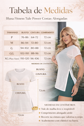 Blusa Fitness Comprimento Alongado Branco
