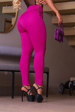 Calça Skinny Com Cinto Fúcsia