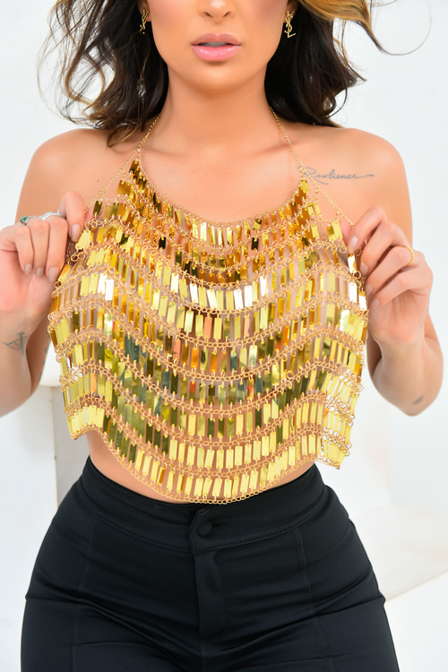 Croped Crystal Dourado + Top