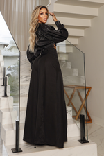 Pantalona Com Fenda Preta