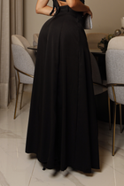 Pantalona Com Fenda Preta