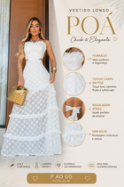 Vestido Longo Forrado Poá Premium com Babados Elegance