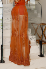 Saia Marquezine Tule Terra Cota