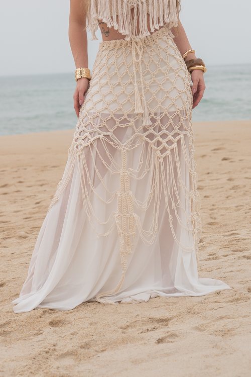 Saia Crochê Manual Handmade