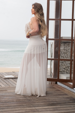 Saia de Tule Off White Forrada