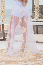 Saia Marquezine Tule Branca Com Dourado