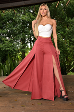 Pantalona Com Fenda Goiaba