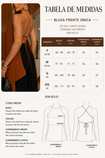Blusa Frente Unica Com Amarração Atras