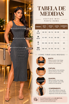 Vestido Midi Ponto Roma Premium com Fenda Tubinho
