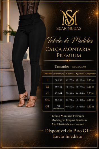 Calça Skinny Com Cinto Preta