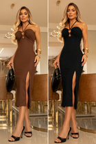Vestido Midi  Tomara Que Caia Canelado Premium RF02