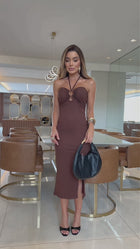 Vestido Midi  Tomara Que Caia Canelado Premium RF02